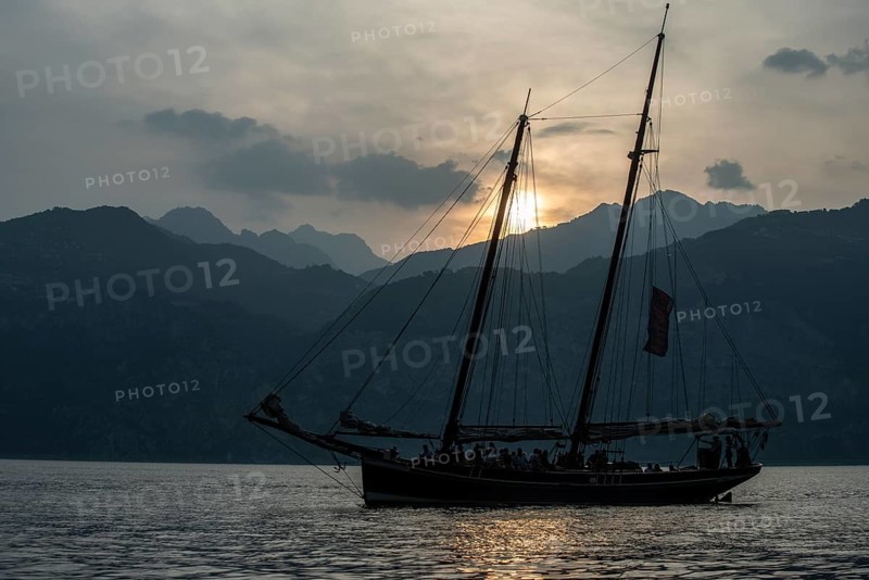 Sunset on Lake Garda, Malcesine, Italy, Europe