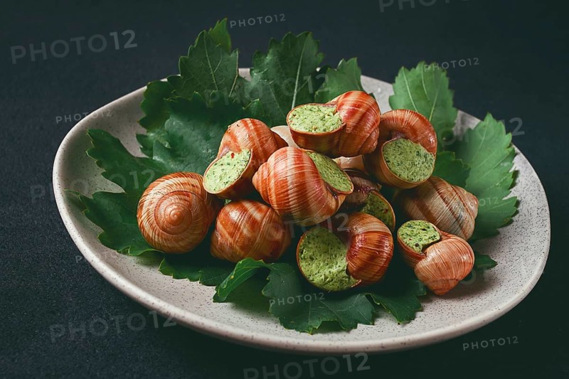 Grape snails, stuffed in burgundy, french cuisine