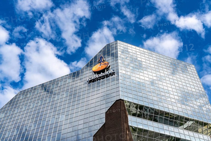 Reflecting facade of the Rabobank building at the central station, Utrecht Centraal, Netherlands