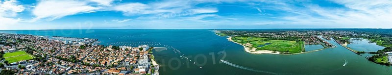 Panorama of Arcachon and La Teste-de-Buch from a drone, Gironde, France, Europe