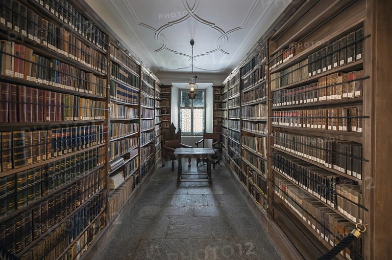 Abbey library, built between 1770 and 1775 in the Neustift St Margarethen, Vahrn, district of Bozen, South Tyrol, Italy, Europe