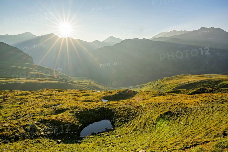 Sunrise in the Mountains at Hochalpenstraße, view from Fuscher Lacke, Pinzgau, Salzburg, Austria, Europe
