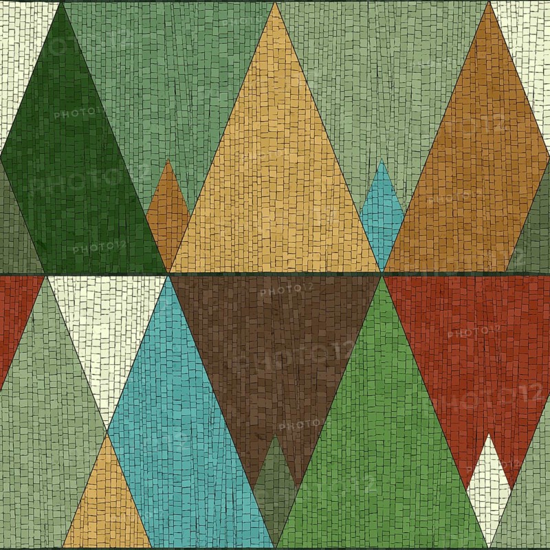 Abstract art forest mosaic style seamless pattern