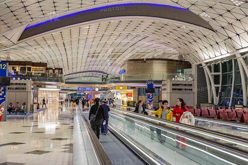 People mover inside of the Hong Kong International Airport in Hong Kong, China, Asia