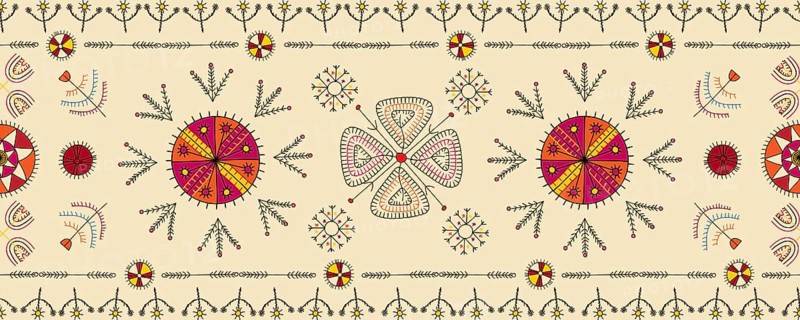 Vector seamless pattern with traditional Mulgi Estonian embroidery symbols
