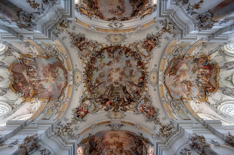 Interior of the baroque Basilica of St Alexander and Theodor, Ottobeuren, Unterallgäu, Bavaria, Germany, Europe