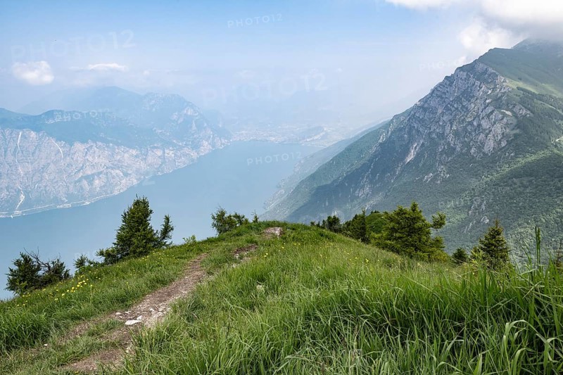 View of Lake Garda from Monte Baldo, Veneto, Italy, Europe