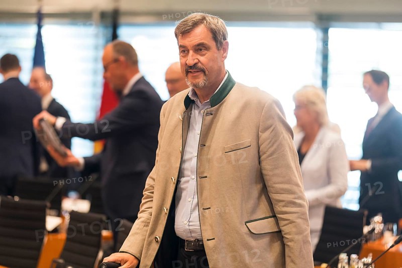 Markus Söder (CSU Chairman and Minister-President of Bavaria) in front of the consultation between Federal Chancellor Friedrich Merz and the heads of government of the federal states in the International Conference Hall of the Federal Chancellery, Berlin, 18 June 2025