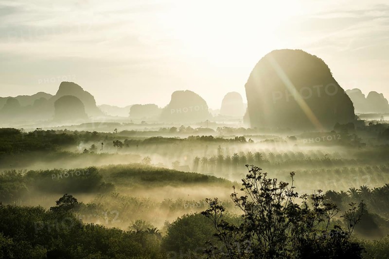 Panorama, Din Daeng Doi, sunrise, Krabi, Thailand, Asia