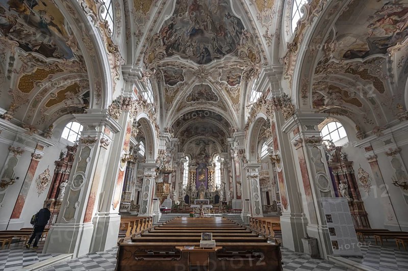 Interior of the collegiate basilica, Neustift St Margarethen, Vahrn, district of Bozen, South Tyrol, Italy, Europe