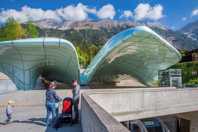 Mountain station of the Hungerburg cable car designed by architect Zaha Hadid, Innsbruck, Inntal, Tyrolean Alps, Tyrol, Austria, Europe