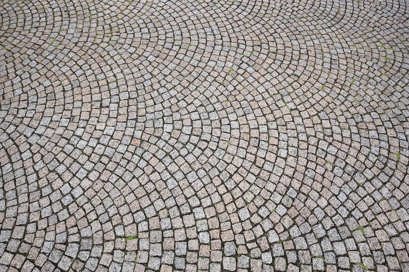 Pattern with paving stones on the floor, monochrome, structure, round arches, circular, beige, ochre, grey, Weißenfels, Saxony-Anhalt, Germany, Europe