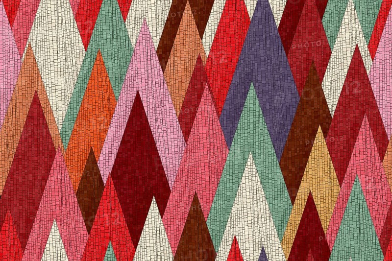 Stylized autumn forest, semaless vector mosaic style pattern