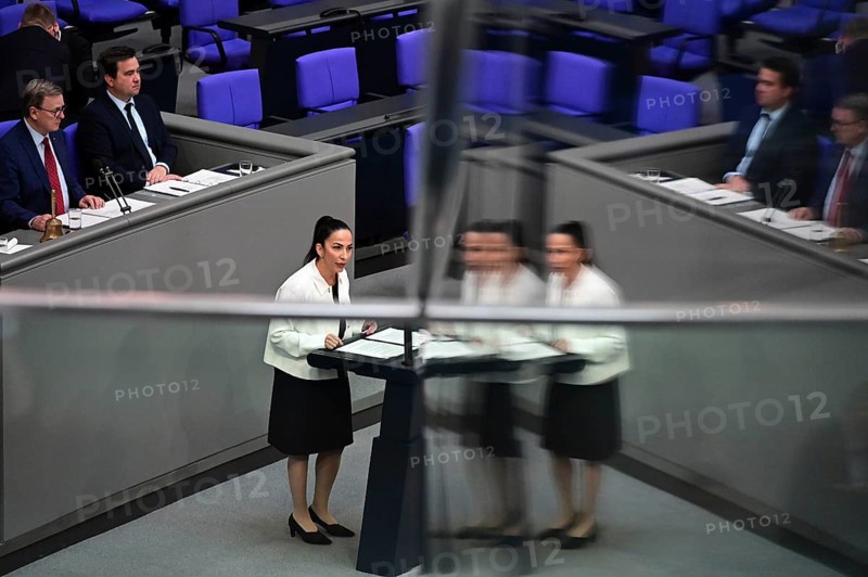 Dr Hülya Düber (CDU CSU) speaks on the agenda item Minimum Wage Act at the eleventh session of the Bundestag