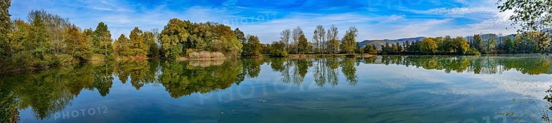 Quarry pond Bruchteiche, panorama photo, Bad Sooden-Allendorf, Hesse, Germany, Europe