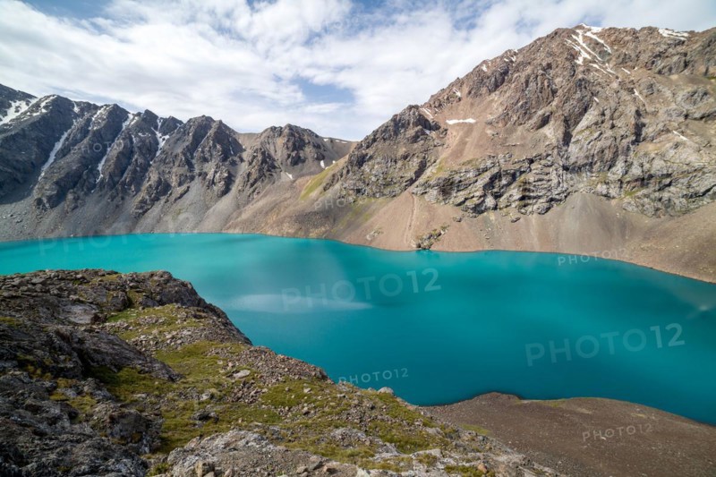 Landscape of Ala-Kul lake in Tien Shan mountains, Kyrgyzstan, Asia