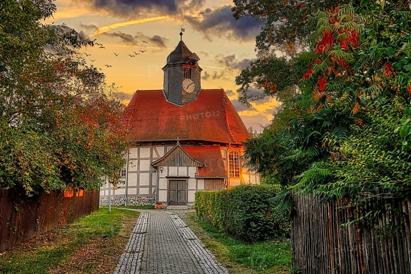 Round Church Siptenfelde Town of Harzgerode at Sunrise