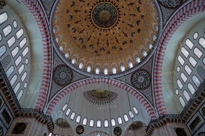 ISTANBUL, TURKEY - MAY 28 : Interior view of the Suleymaniye Mosque in Istanbul Turkey on May 28, 2018