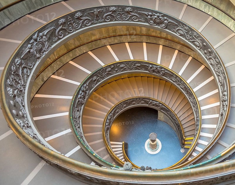 ROME, ITALY - CIRCA SEPTEMBER 2020: the famous spiral staircase with double helix. Vatican Museum, made by Giuseppe Momo in 1932