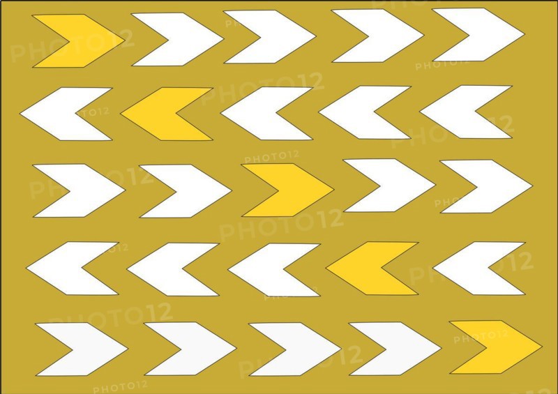 Background pattern arrows two-coloured in white and yellow, background ochre, illustration