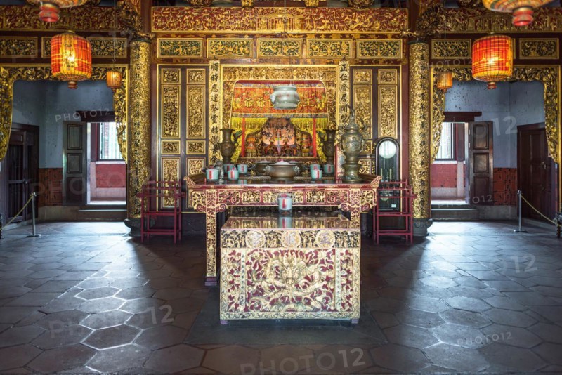 The altar inside Khoo Kongsi, a large Chinese clanhouse with elaborate and highly ornamented architecture and one of the main attractions of Penang