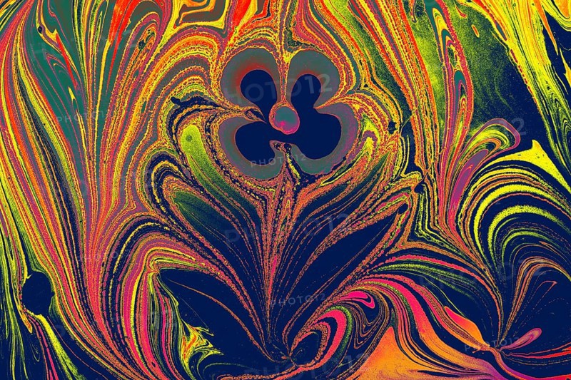 Abstract marbling floral pattern for fabric, tile design. background texture