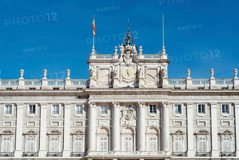 Royal Palace in Madrid in a beautiful blue sky day, Spain, Europe