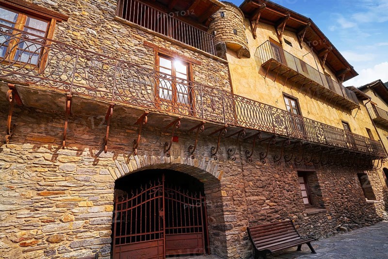 Ordino village in Andorra Pyrenees in ski area