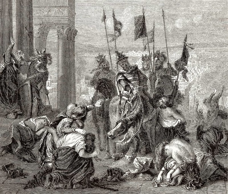 Der vierte Kreuzzug, Einzug der Kreuzfahrer in Konstantinopel, von Eugène Delacroix