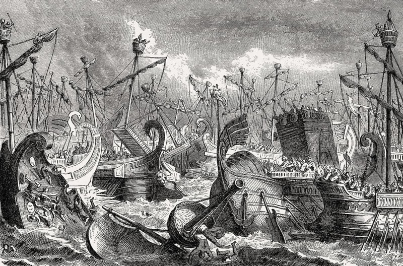 A naval battle in ancient Rome