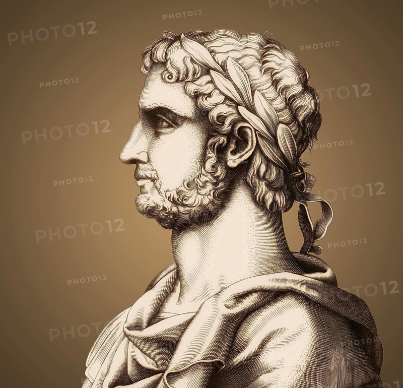 Hadrian or Publius Aelius Hadrianus Augustus, 76 - 138, Roman emperor, digitally edited