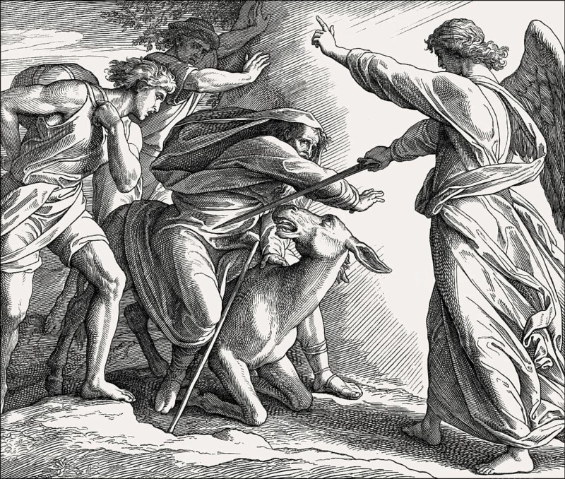 Balaam and the angel, Balaam's Donkey, Old Testament, by Julius Schnorr von Carolsfeld, 1860
