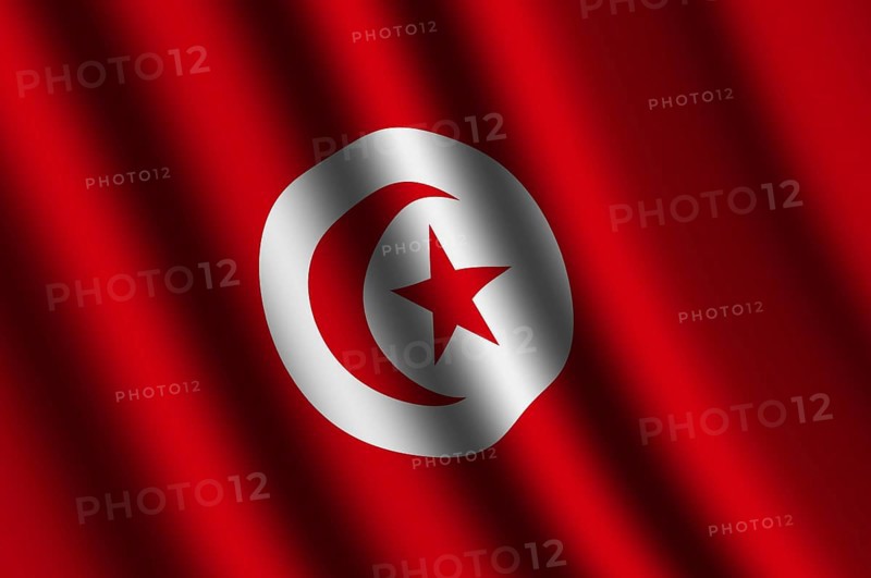 The Tunis flag flying in the wind