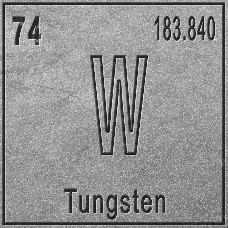 Tungsten chemical element, Sign with atomic number and atomic weight, Periodic Table Element, silver background