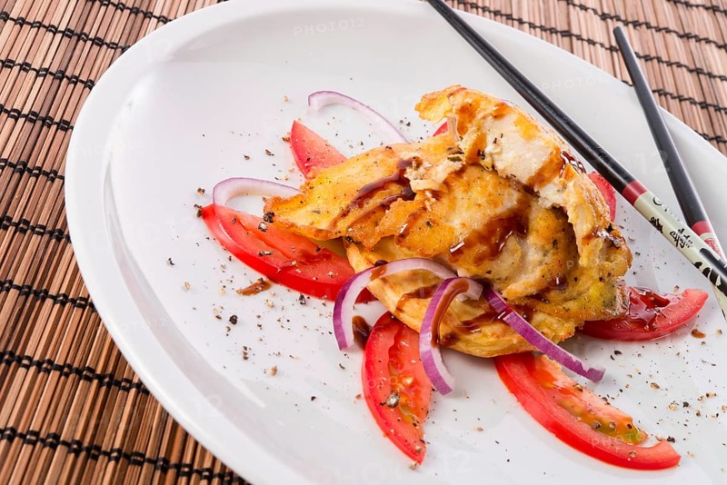 The baked fish with celery salad