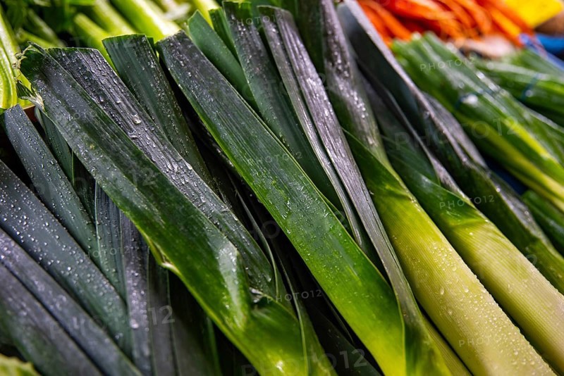 Vegetables from the weekly market market, fresh leek