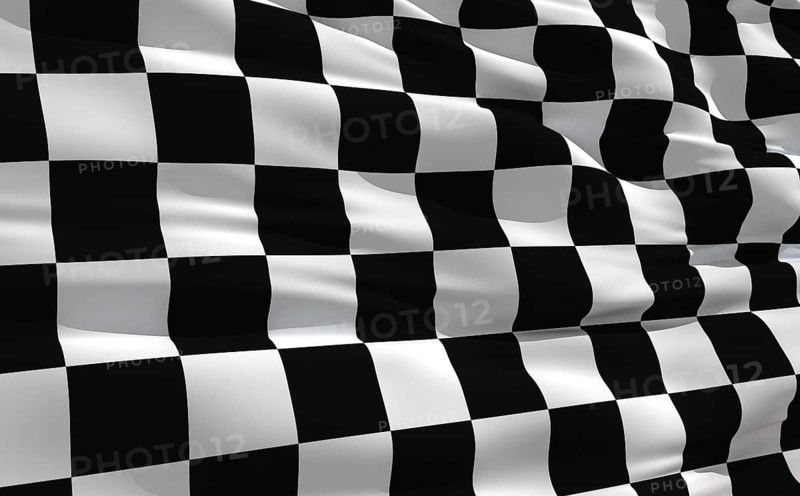 Fluttering checkered flag on the wind