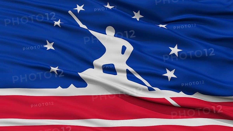Closeup Richmond Flag, Capital of Virginia State, Flying in the Wind