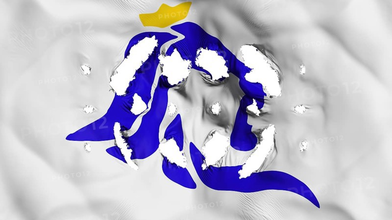 Luxembourg city flag with a small holes, white background, 3d rendering