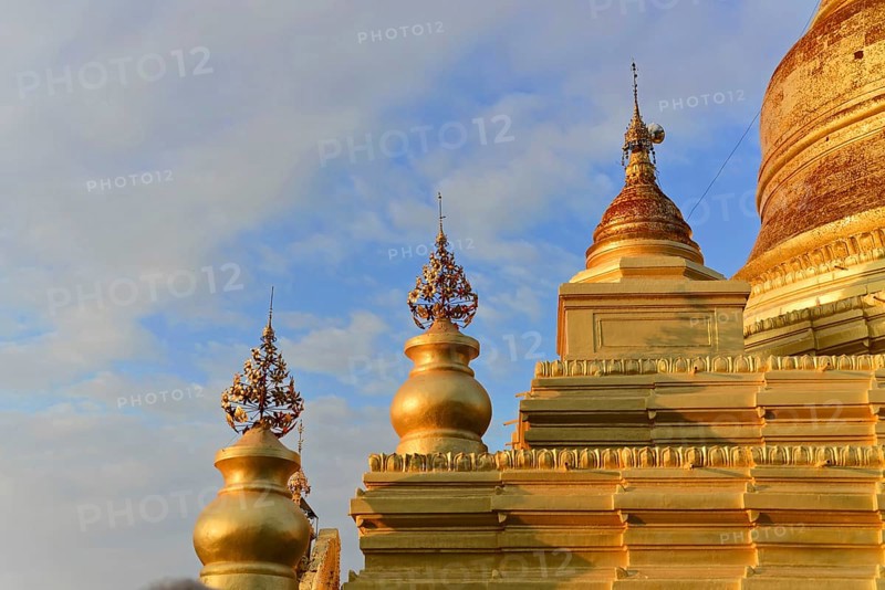 Detail, Gilded stupa of the Kuthodaw pagoda, Mandalay, Myanmar, Asia