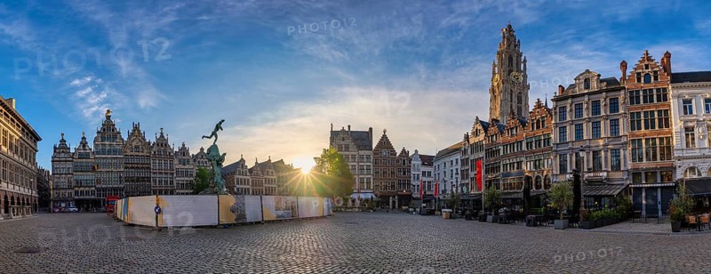 Antwerp Belgium, sunrise panorama city skyline at Grote Markt (Large Market) Square