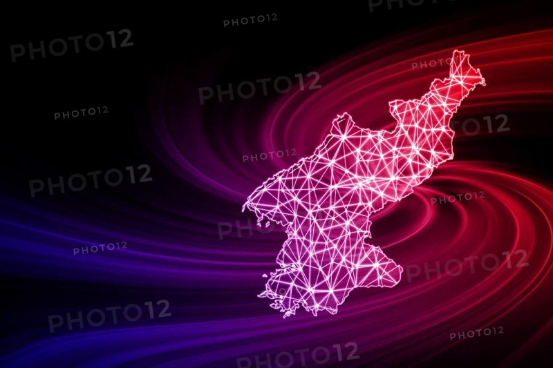 Map of North Korea, Polygonal mesh line map, modern map