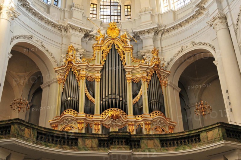 Beautiful Silbermann organ in the cathedral of Dresden, old, vintage, retro, old, vintage, retro