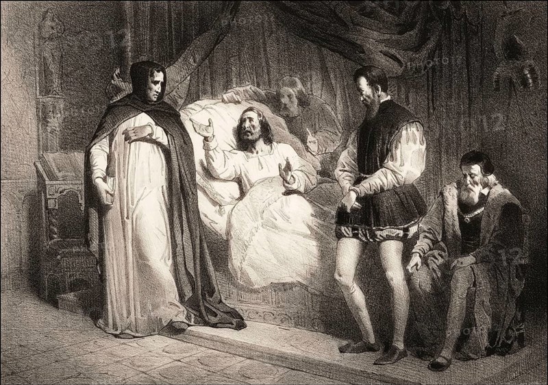 Dominican friar Girolamo Savonarola at the deathbed of Lorenzo the Magnificent