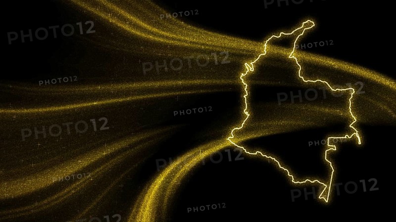 Map of Colombia, Gold glitter map on dark background