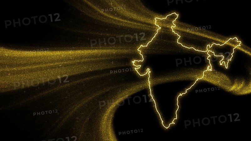 Map of India, Gold glitter map on dark background