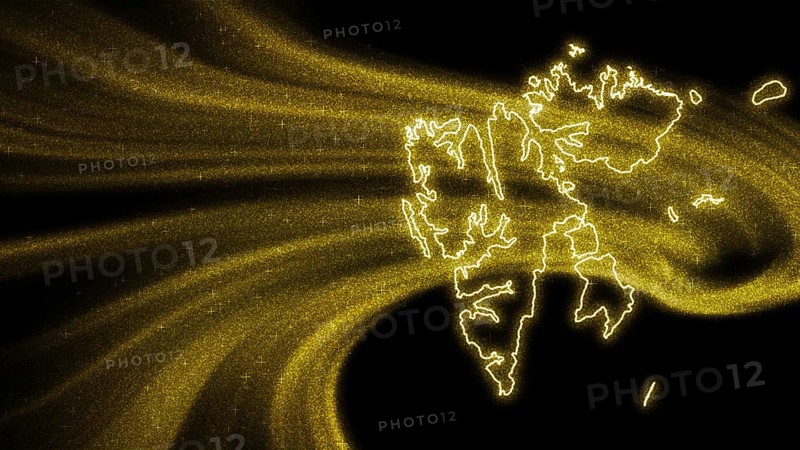 Map of Svalbard and Jan Mayen, Gold glitter map on dark background