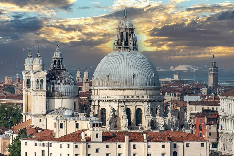 View of the Dome of Church Santa Maria della Salute in Venice, view from Church San Giorgio Maggiore, Italy, Europe