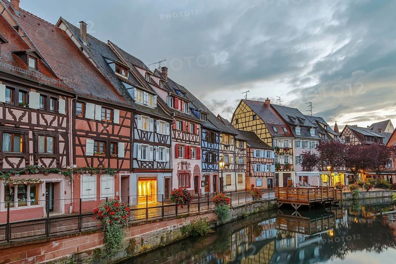 Area little Venice (la Petite Venise) in Colmar, Alsace, France. Evening