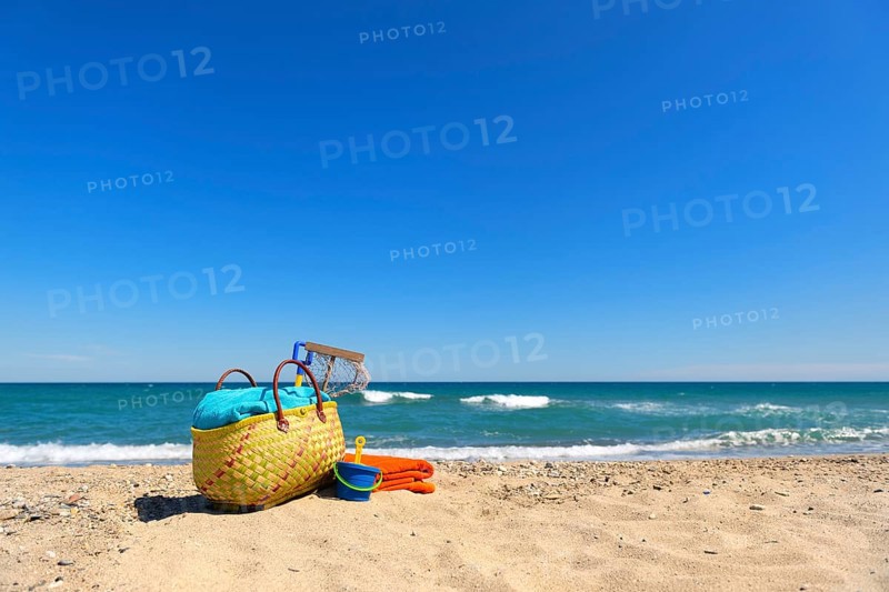 Beach bag and toys for summer vacation